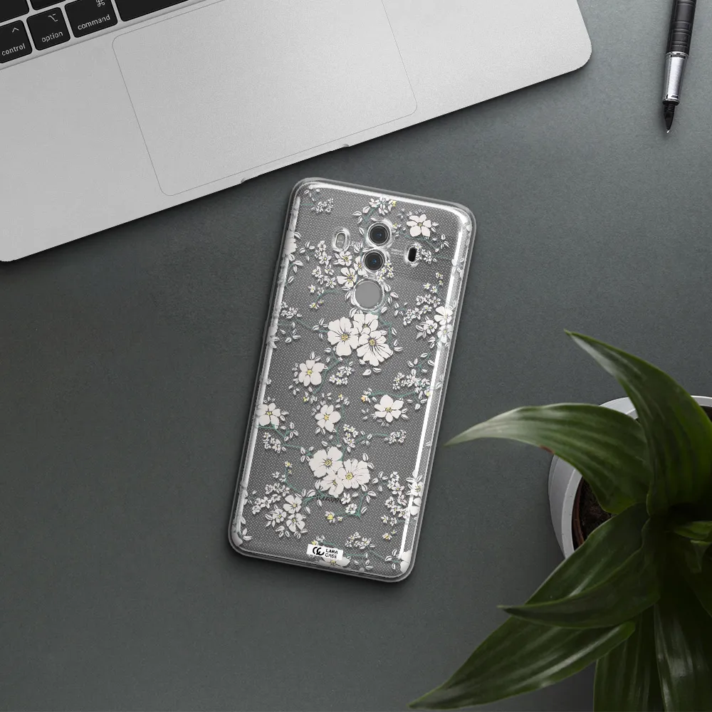 White Flower Huawei Mate 10 Pro Clear TPU Case