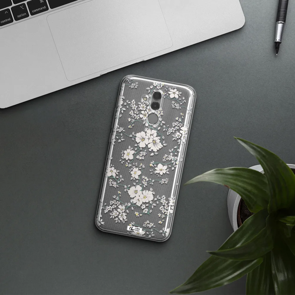 White Flower Huawei Mate 20 Lite Clear TPU Case