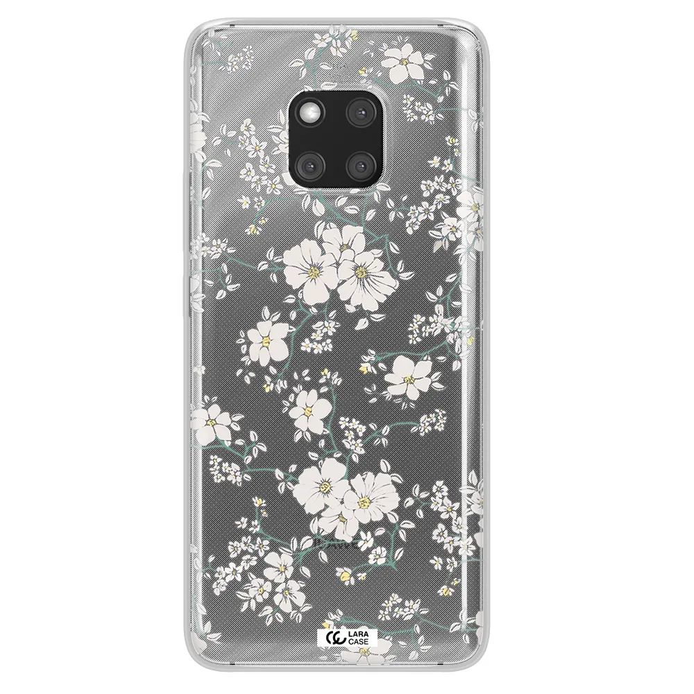 White Flower Huawei Mate 20 Pro Clear TPU Case