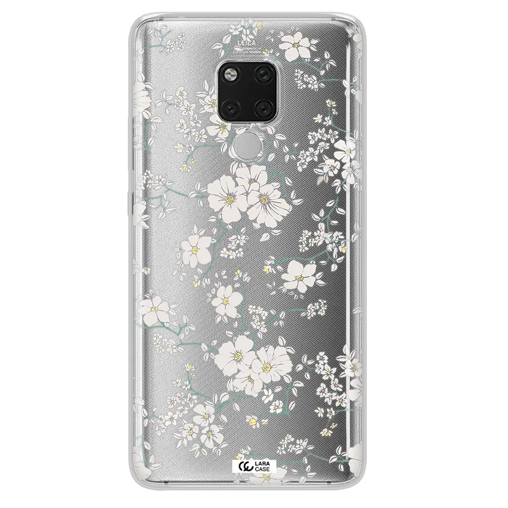 White Flower Huawei Mate 20X Clear TPU Case