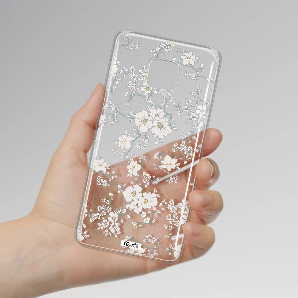 White Flower Huawei Mate 20X Clear TPU Case