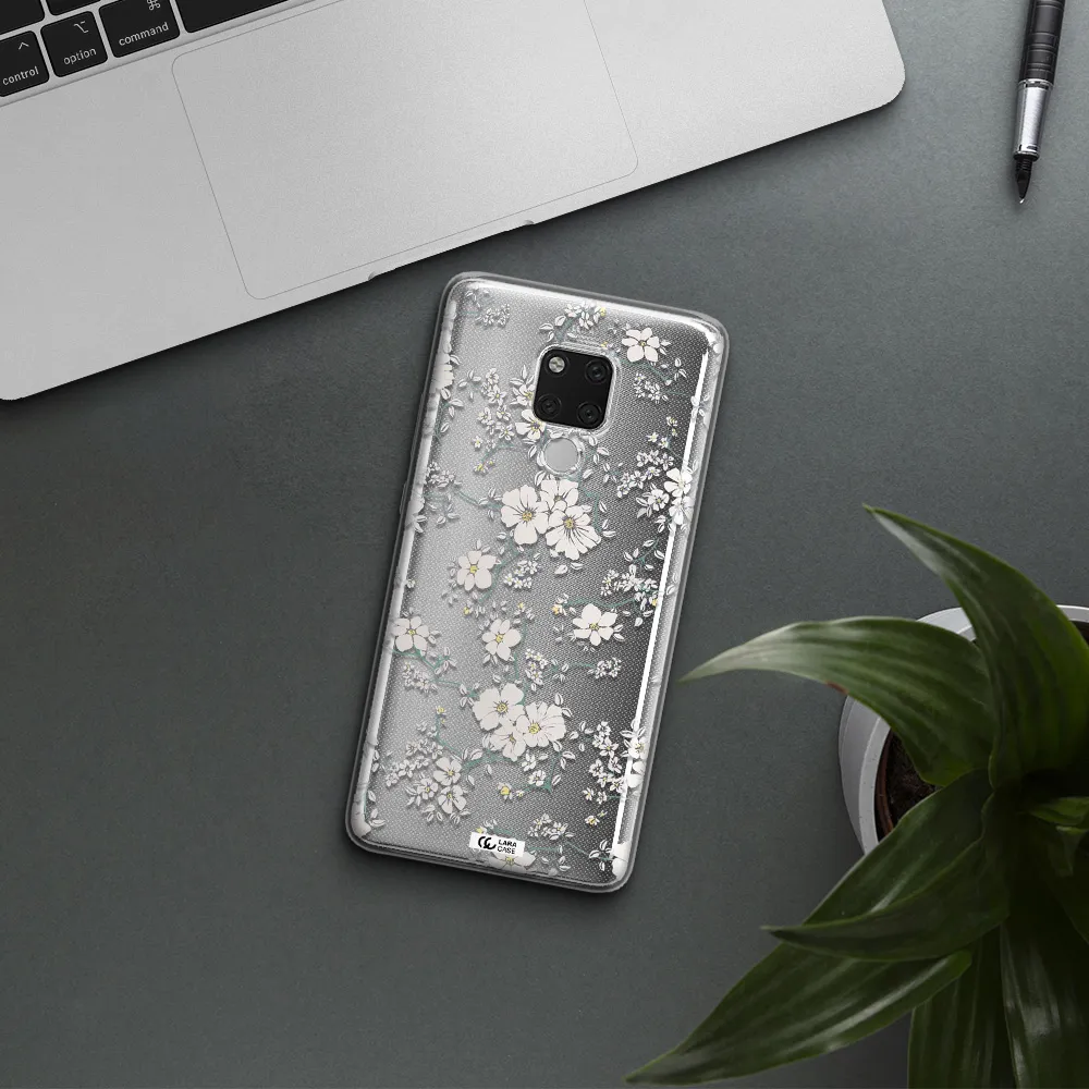White Flower Huawei Mate 20X Clear TPU Case