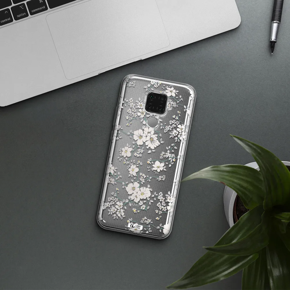 White Flower Huawei Mate 30 Lite Clear TPU Case