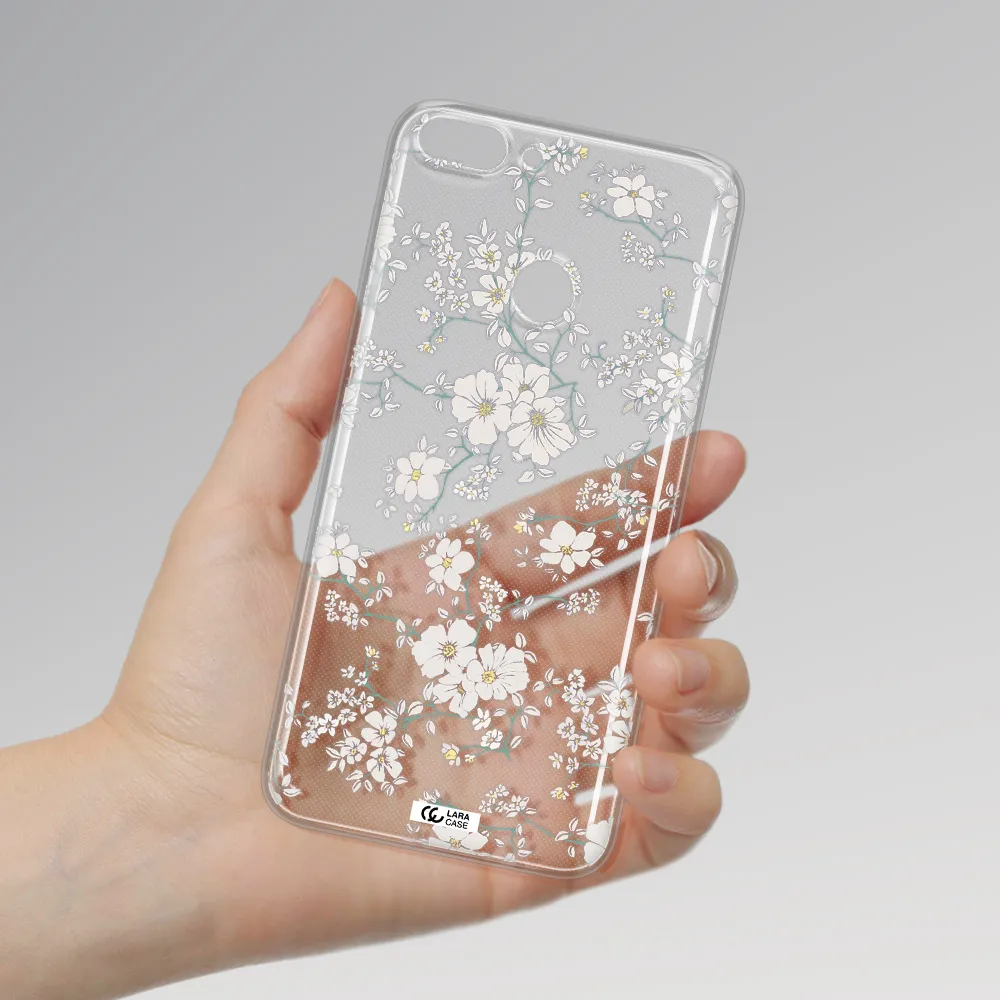 White Flower Huawei P Smart 2017 Clear TPU Case