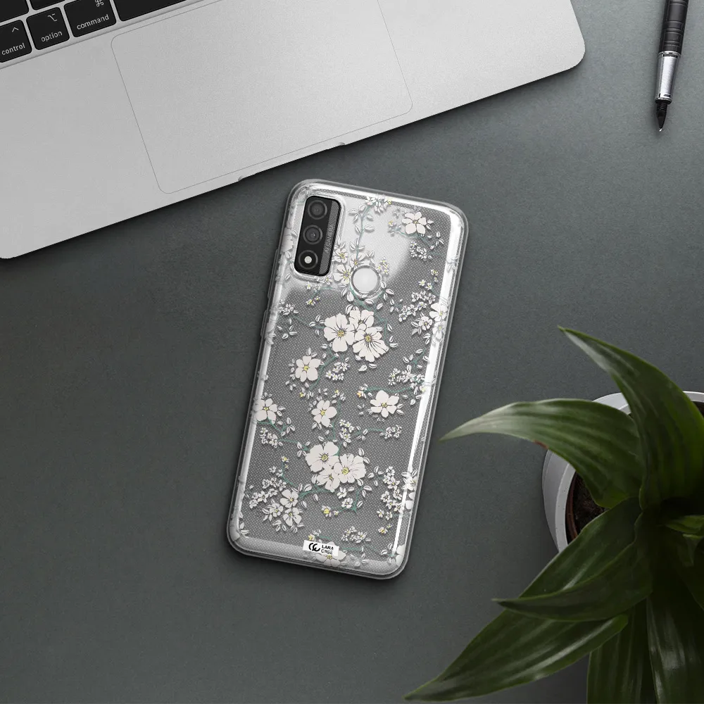 White Flower Huawei P Smart 2020 Clear TPU Case