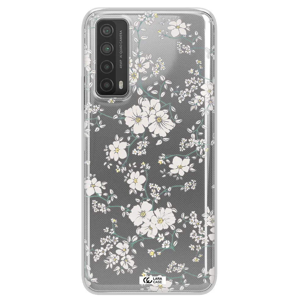 White Flower Huawei P Smart 2021 Clear TPU Case