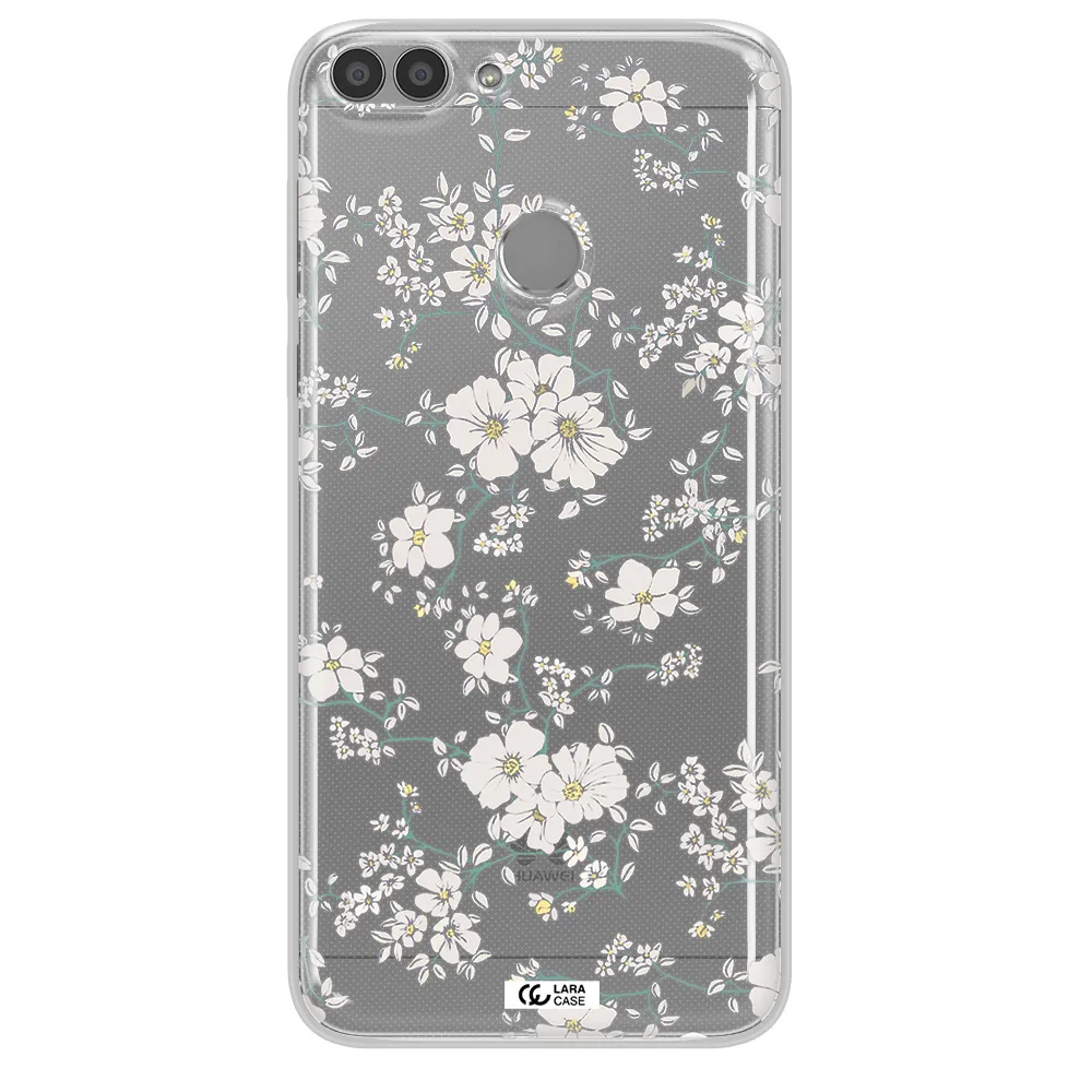 White Flower Huawei P Smart Clear TPU Case
