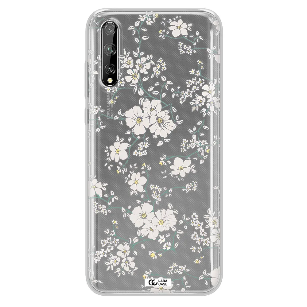 White Flower Huawei P Smart S Clear TPU Case