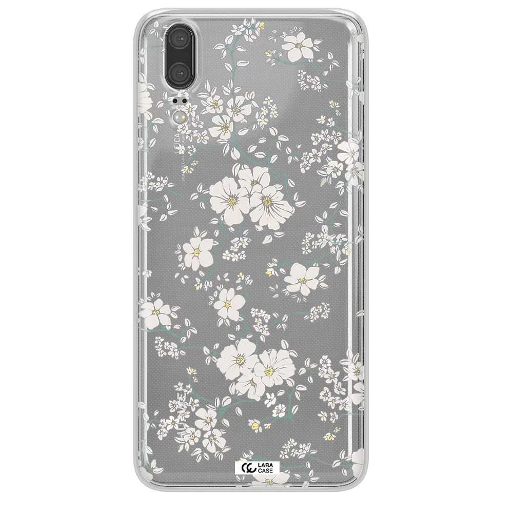 White Flower Huawei P20 Clear TPU Case