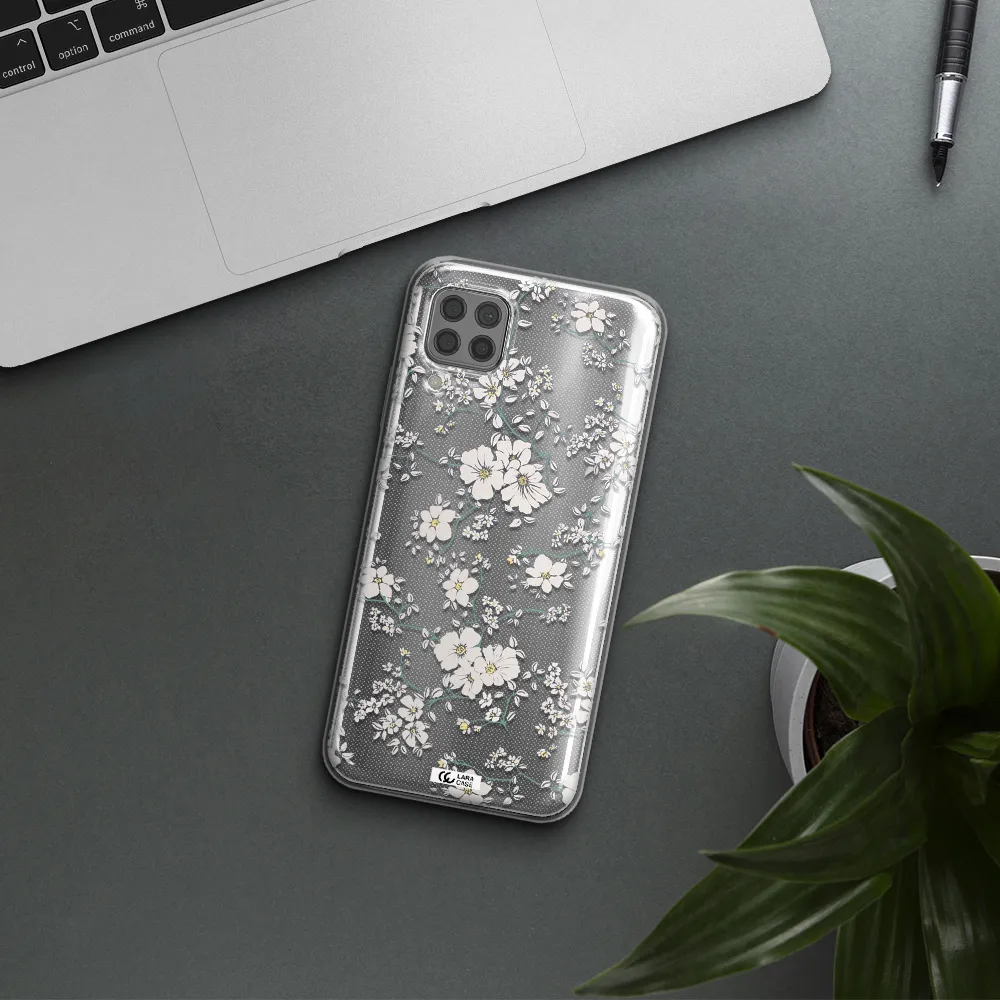 White Flower Huawei P40 Lite Clear TPU Case