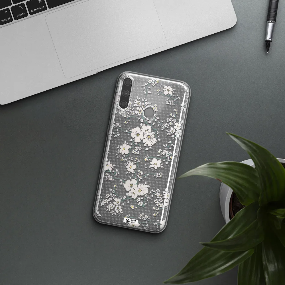 White Flower Huawei P40 Lite E Clear TPU Case