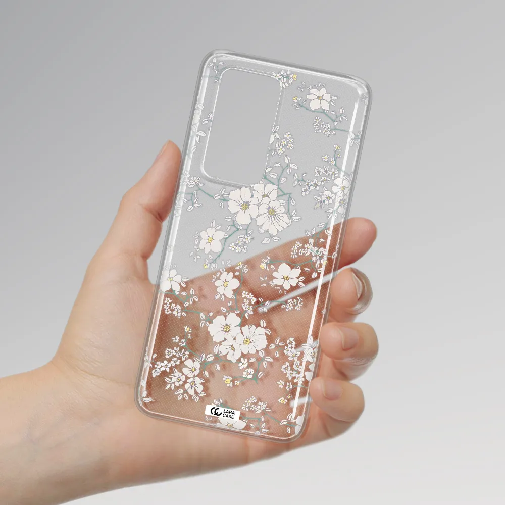 White Flower Huawei P40 Pro Clear TPU Case