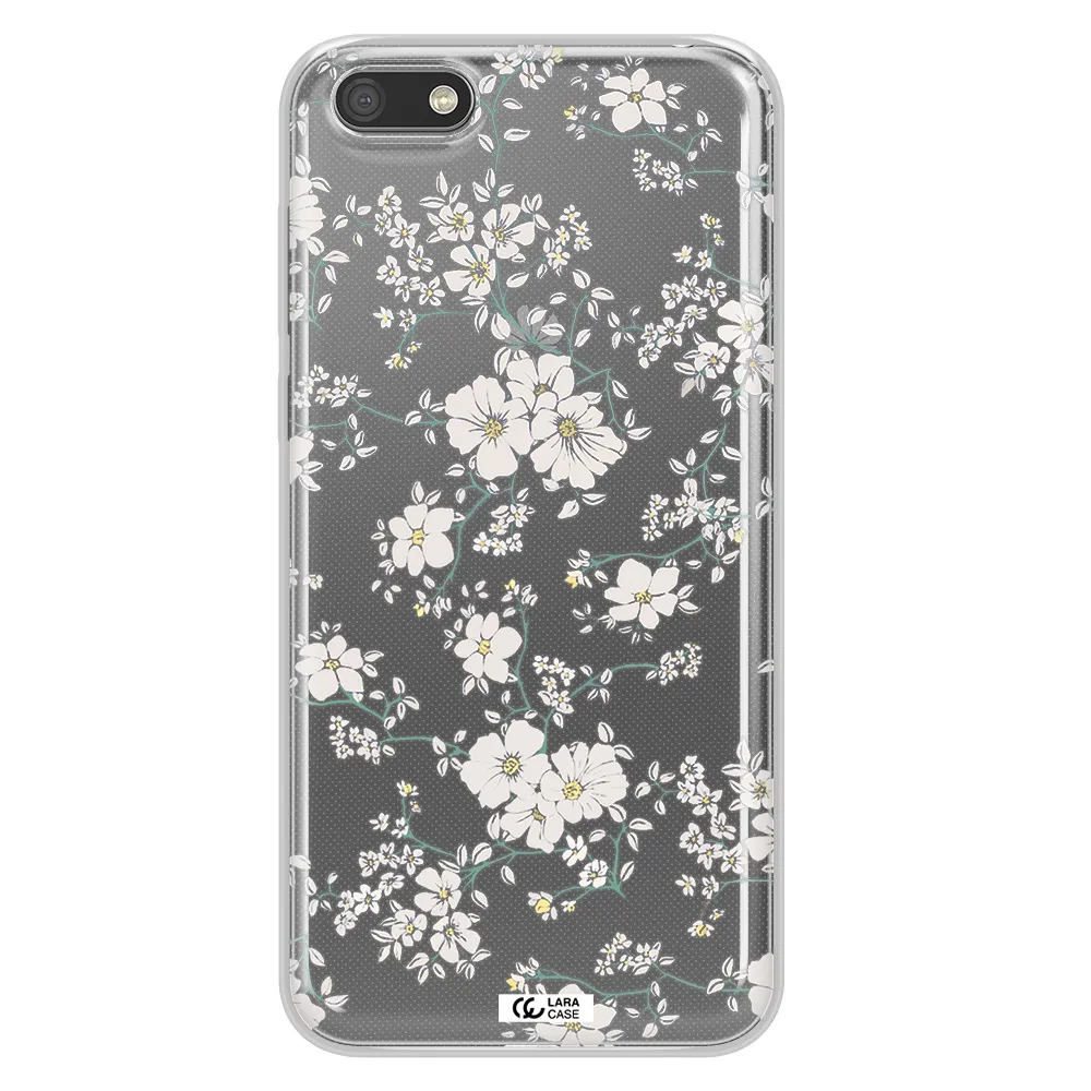 White Flower Huawei Y5 2018 Clear TPU Case