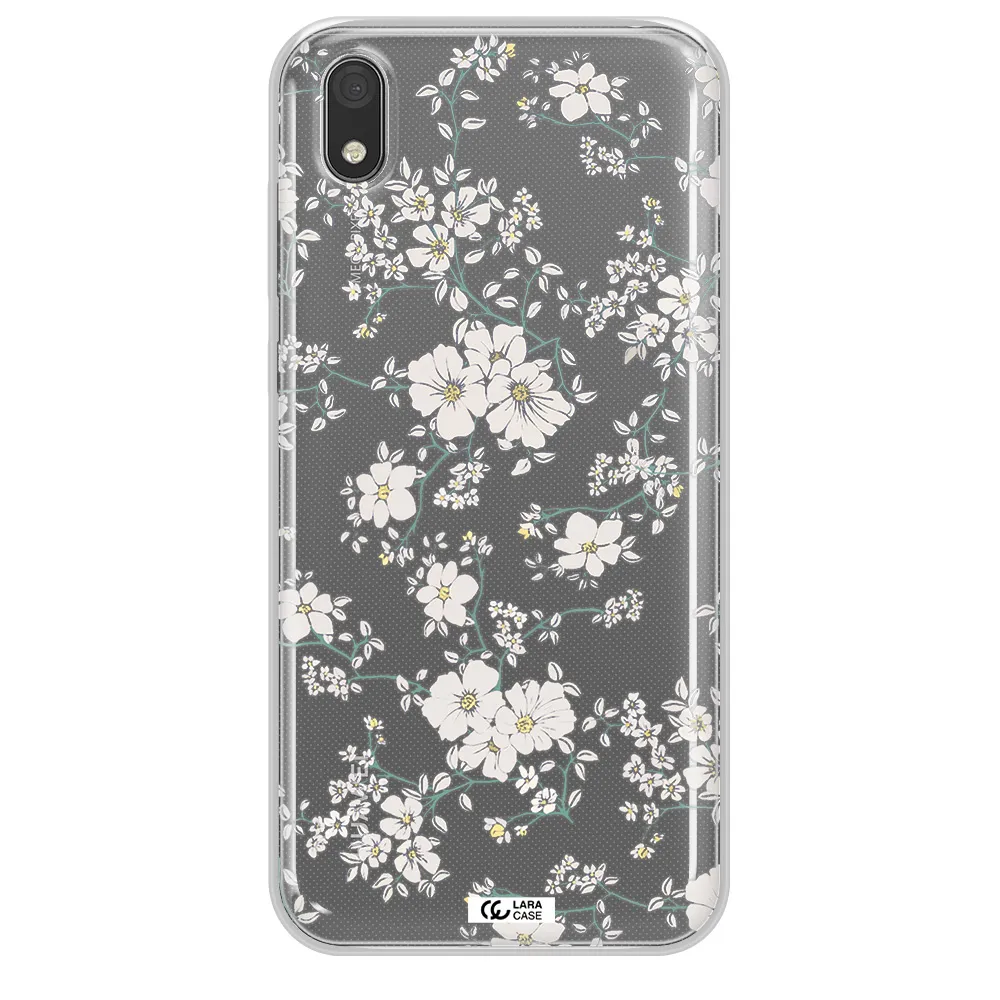 White Flower Huawei Y5 2019 Clear TPU Case