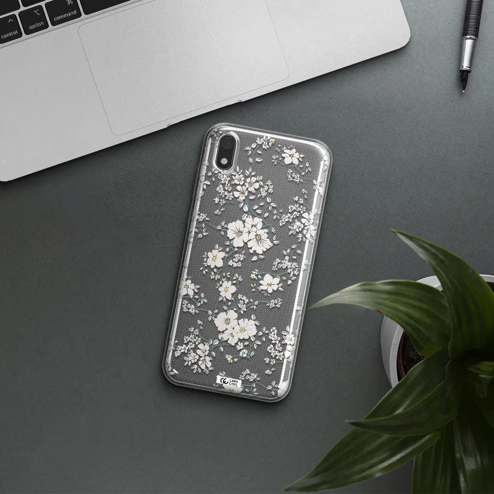 White Flower Huawei Y5 2019 Clear TPU Case