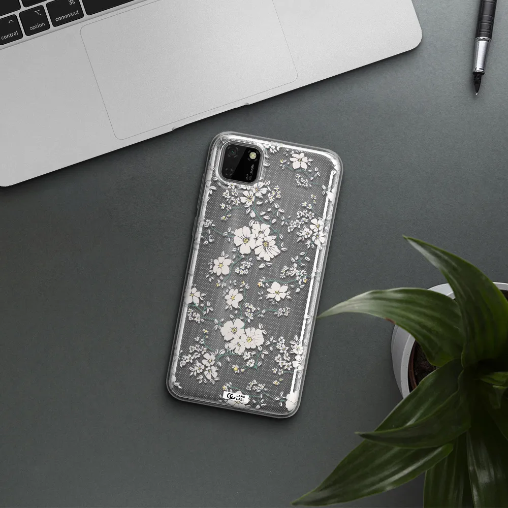White Flower Huawei Y5P Clear TPU Case