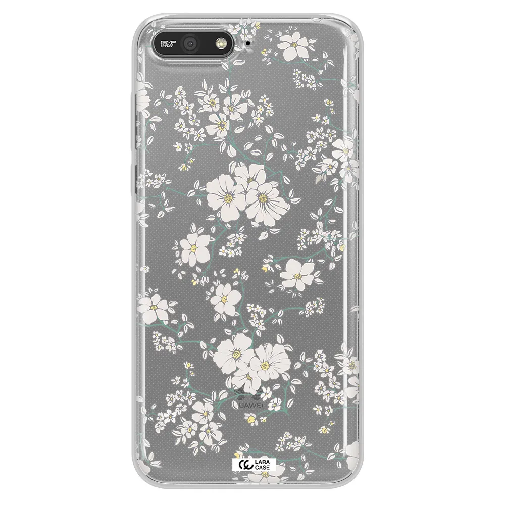 White Flower Huawei Y6 2018 Clear TPU Case