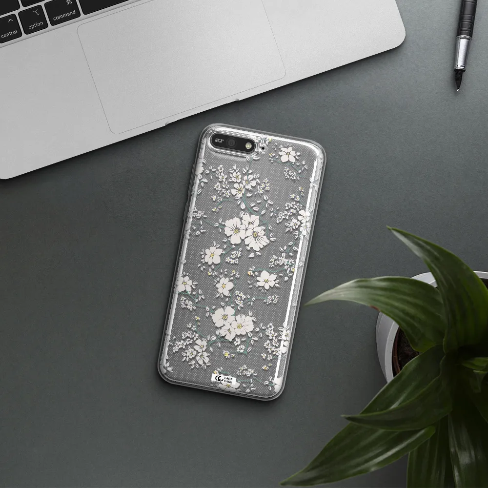 White Flower Huawei Y6 2018 Clear TPU Case