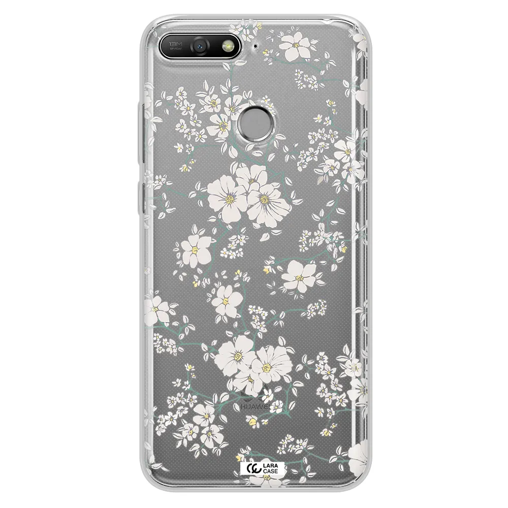 White Flower Huawei Y6 Prime 2018 Clear TPU Case