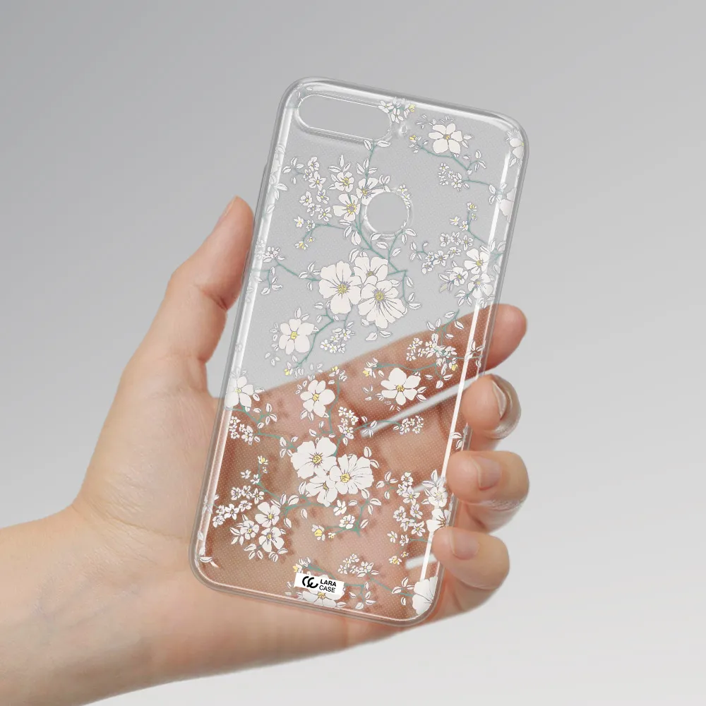 White Flower Huawei Y6 Prime 2018 Clear TPU Case