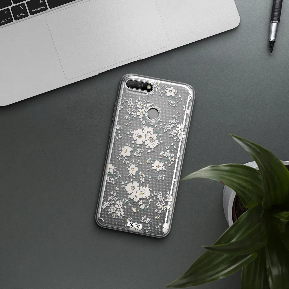 White Flower Huawei Y6 Prime 2018 Clear TPU Case