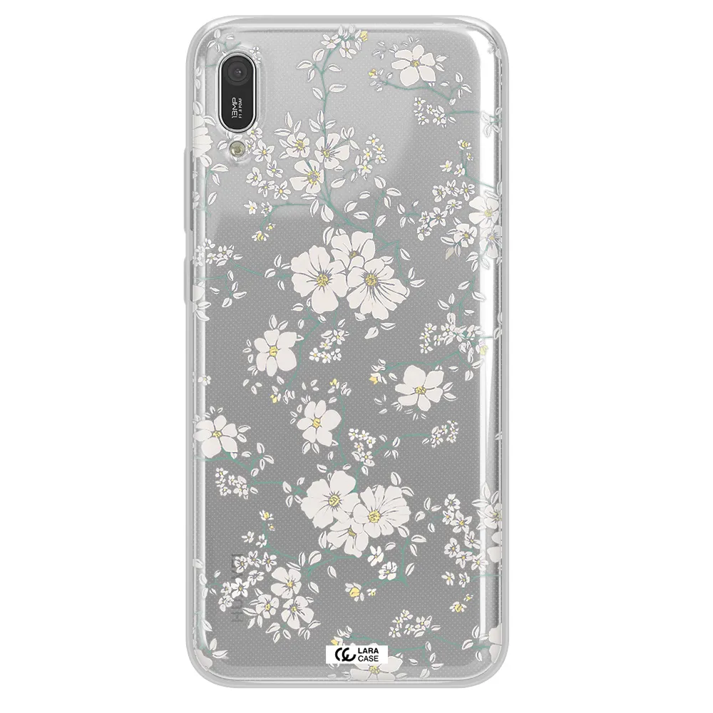 White Flower Huawei Y6 Pro 2019 Clear TPU Case