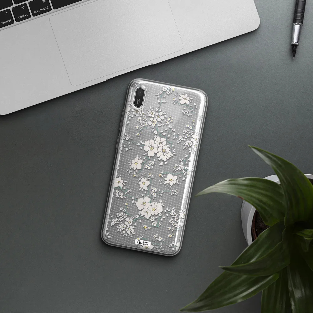 White Flower Huawei Y6 Pro 2019 Clear TPU Case
