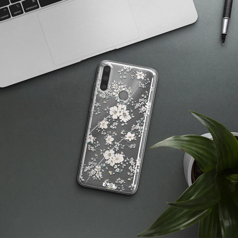 White Flower Huawei Y6P Clear TPU Case