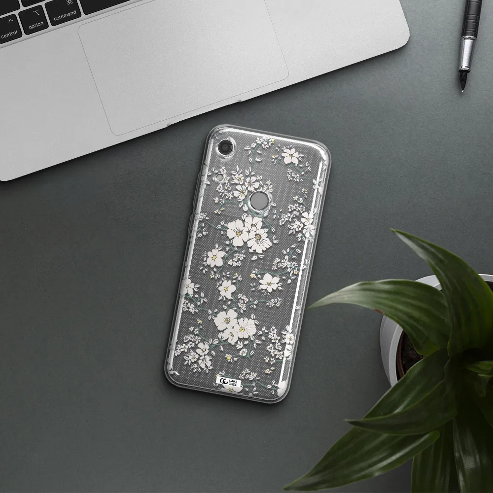 White Flower Huawei Y6S Clear TPU Case