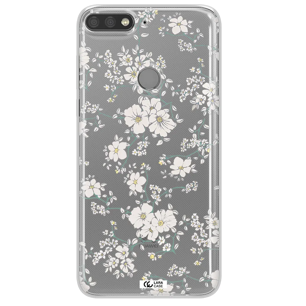 White Flower Huawei Y7 Prime 2018 Clear TPU Case