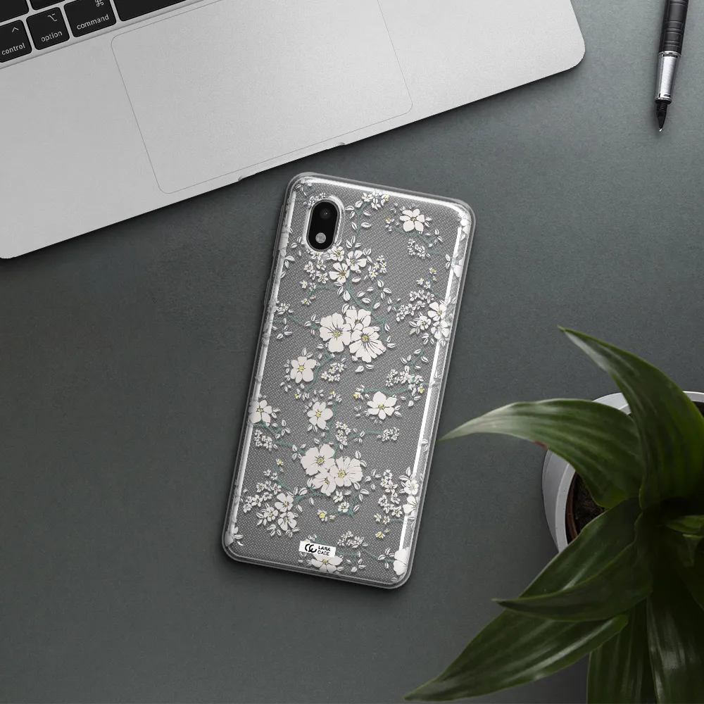 White Flower Samsung A01 Core Clear Tpu Case