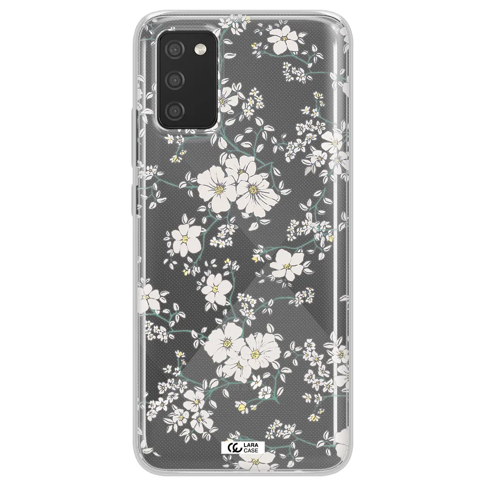 White Flower Samsung A02S Clear TPU Case