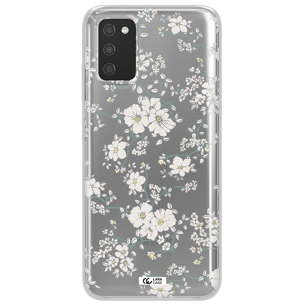 White Flower Samsung A03S Clear TPU Case