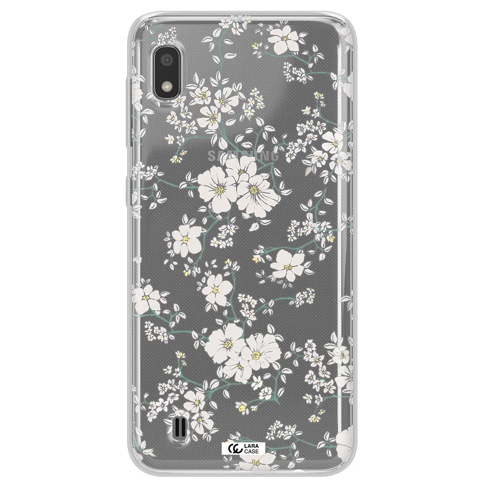 White Flower Samsung A10 Clear TPU Case