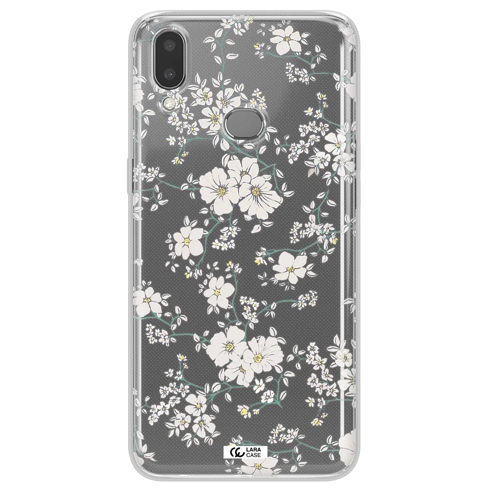 White Flower Samsung A10S Clear TPU Case