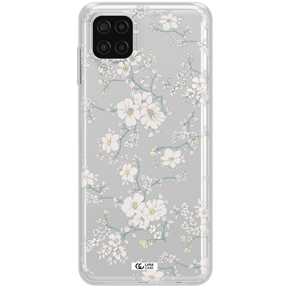 White Flower Samsung A12 4g Clear TPU Case