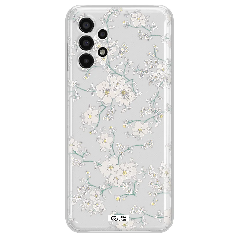 White Flower Samsung A13 4g Clear TPU Case