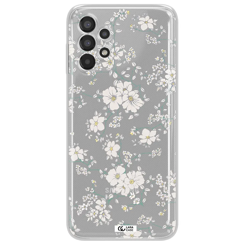 White Flower Samsung A13 Clear TPU Case