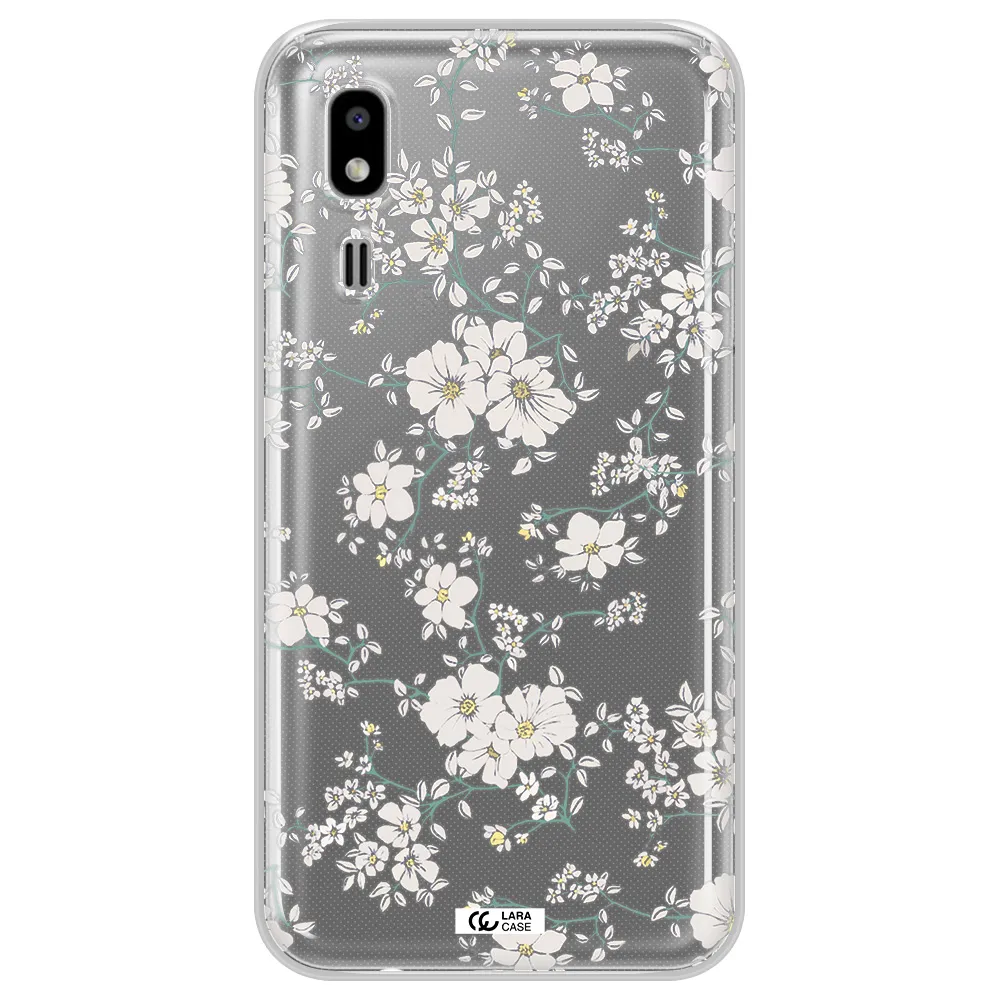 White Flower Samsung A2 Core Clear TPU Case