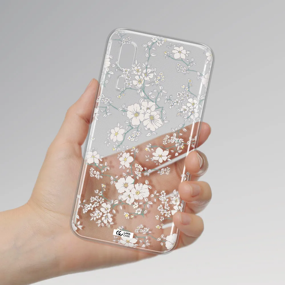White Flower Samsung A2 Core Clear TPU Case