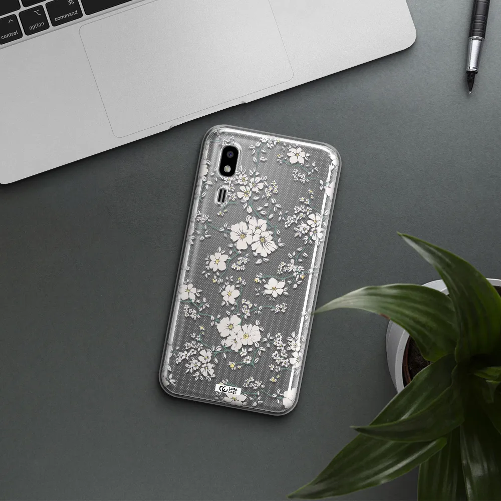 White Flower Samsung A2 Core Clear TPU Case