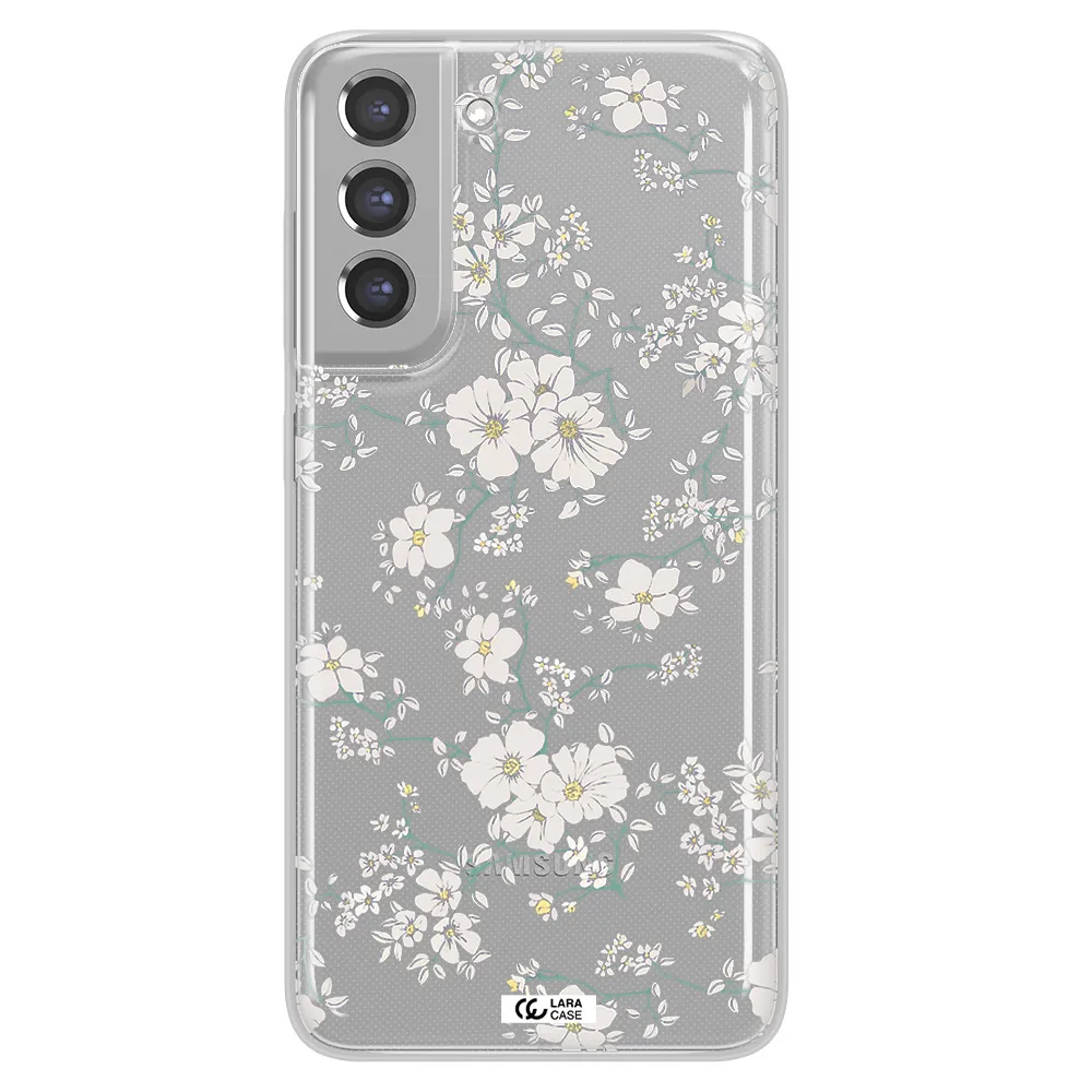 White Flower Samsung A21 Fe Clear TPU Case