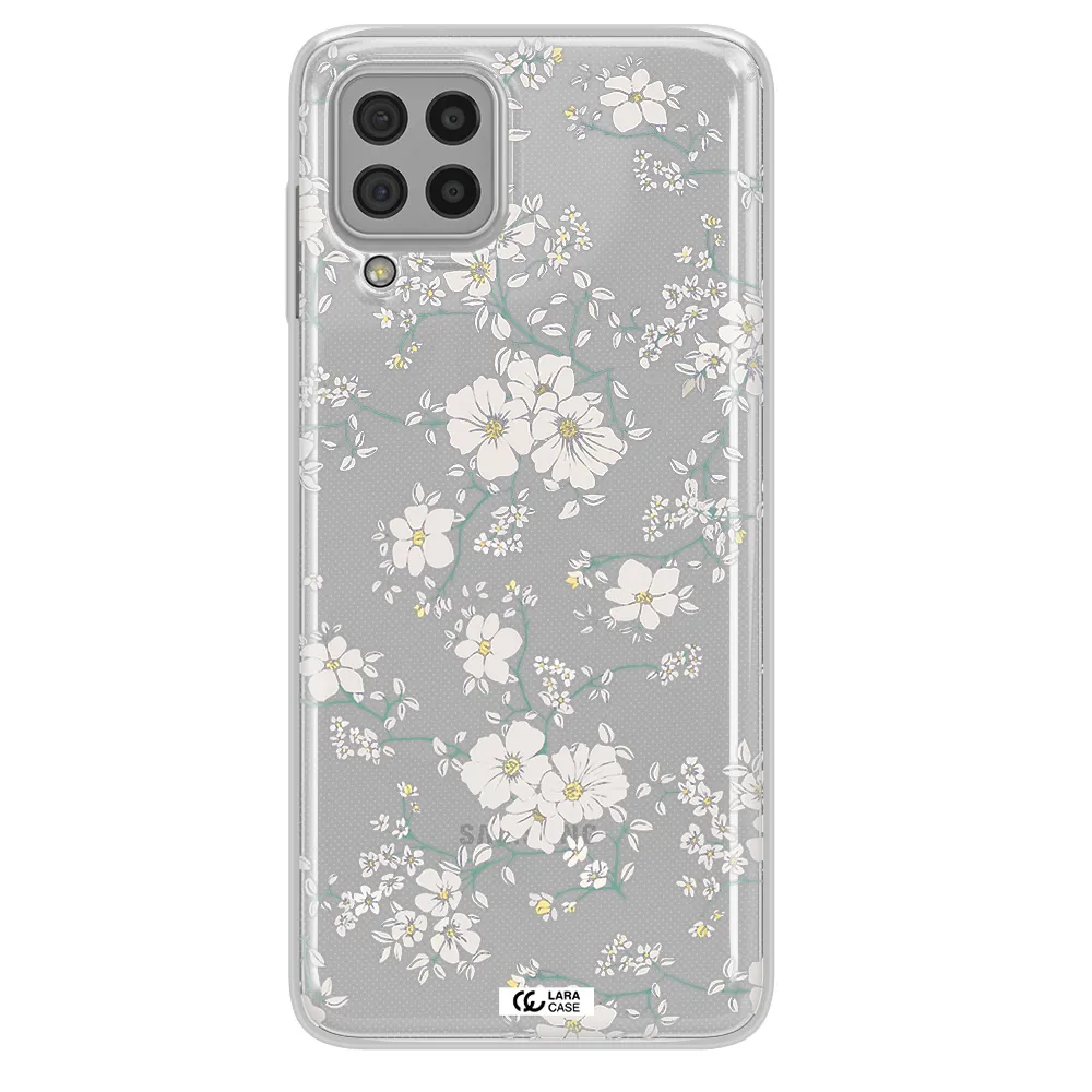 White Flower Samsung A22 4g Clear TPU Case
