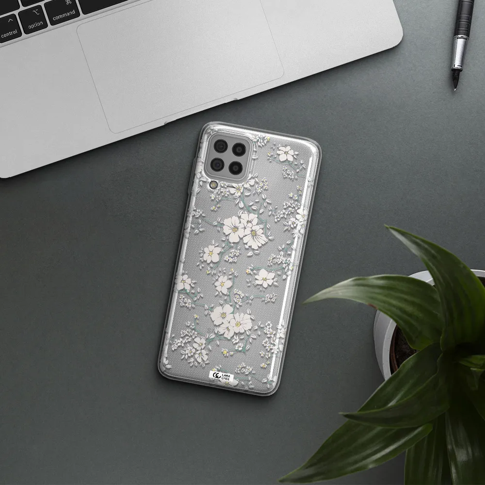 White Flower Samsung A22 4g Clear TPU Case