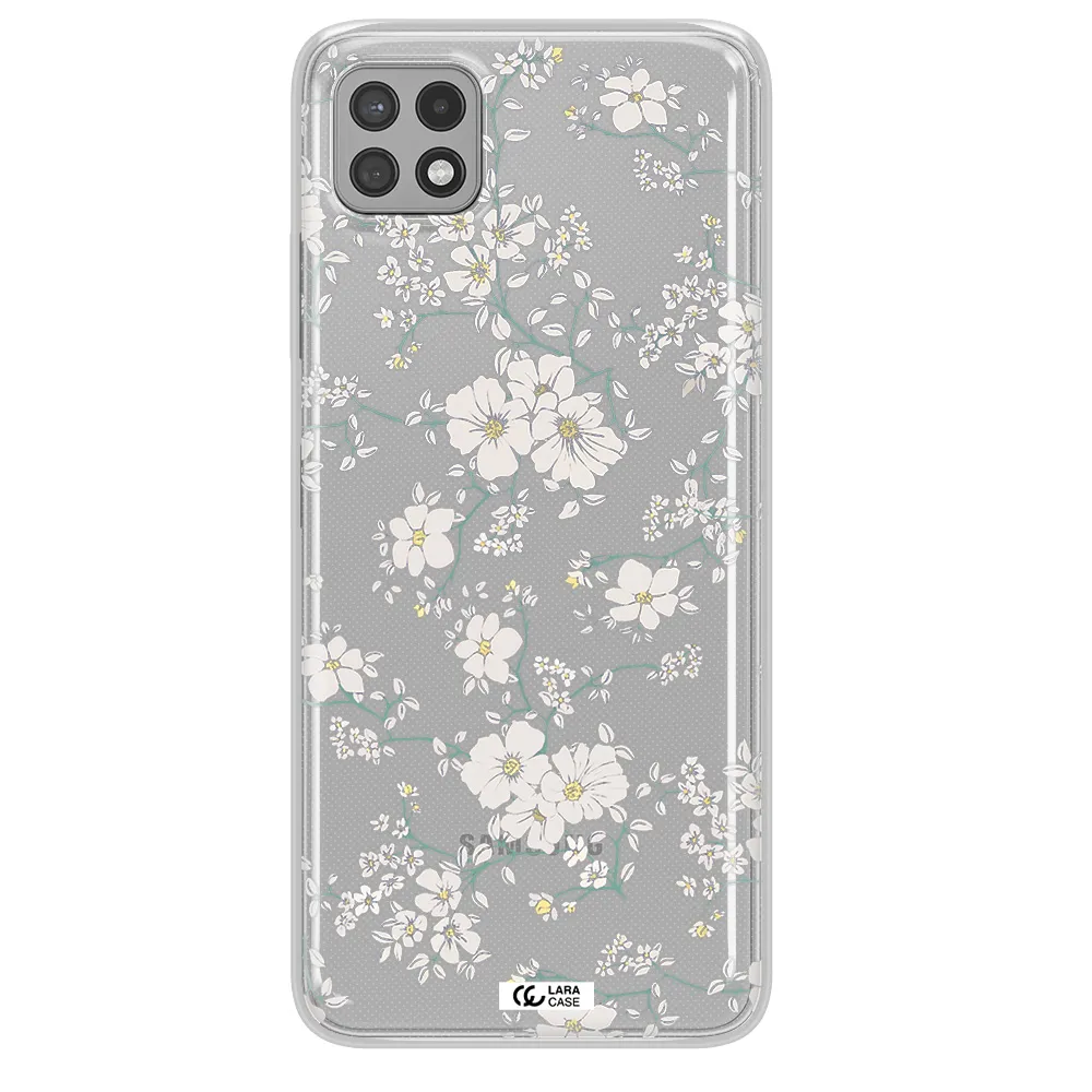 White Flower Samsung A22 5g Clear TPU Case