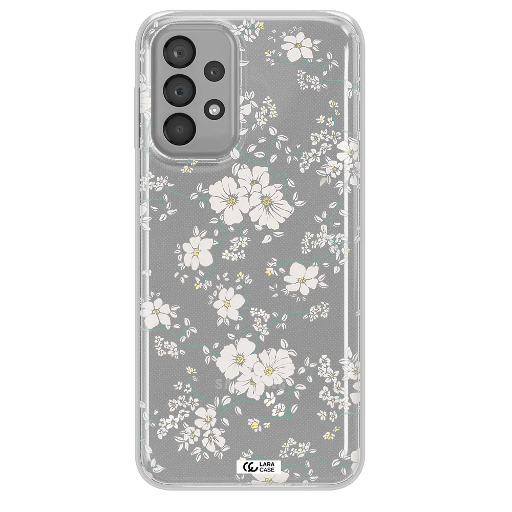 White Flower Samsung A23 Clear TPU Case