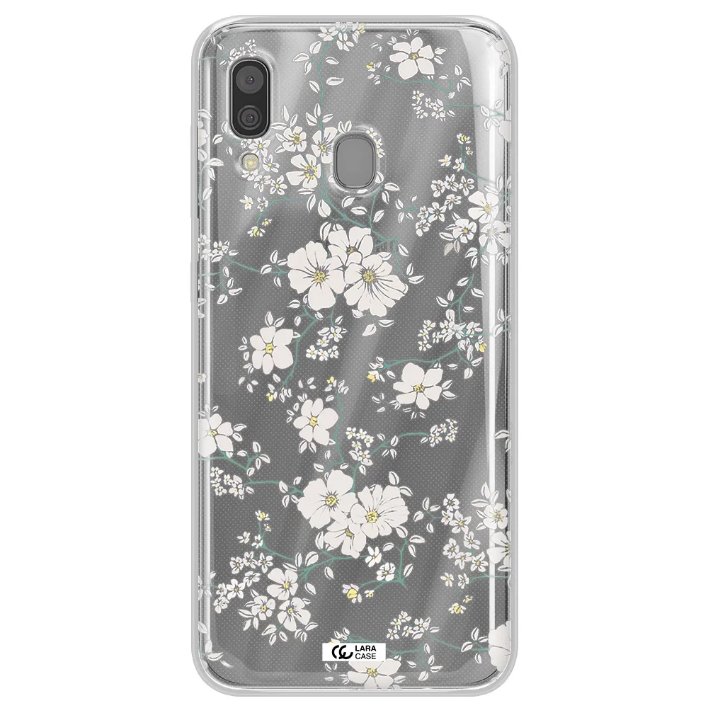 White Flower Samsung A30 Clear TPU Case
