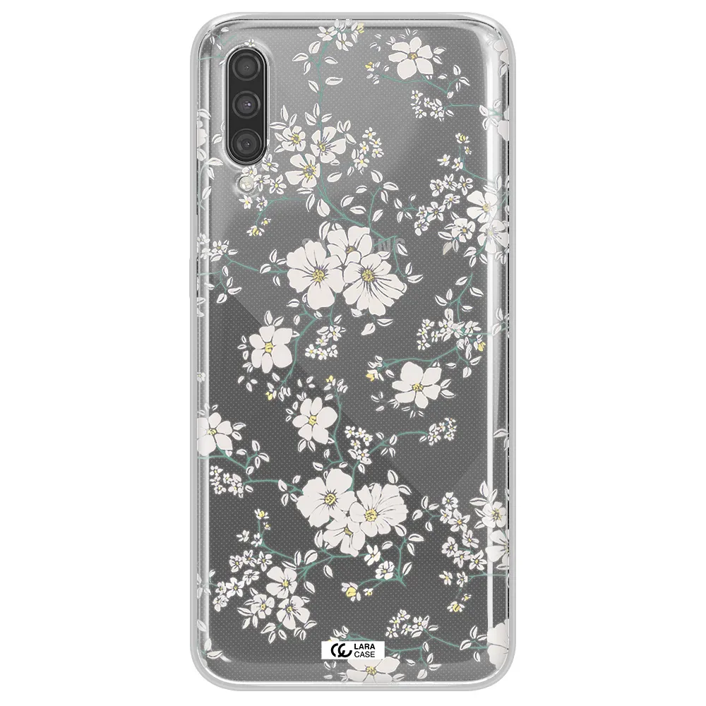 White Flower Samsung A30S Clear TPU Case