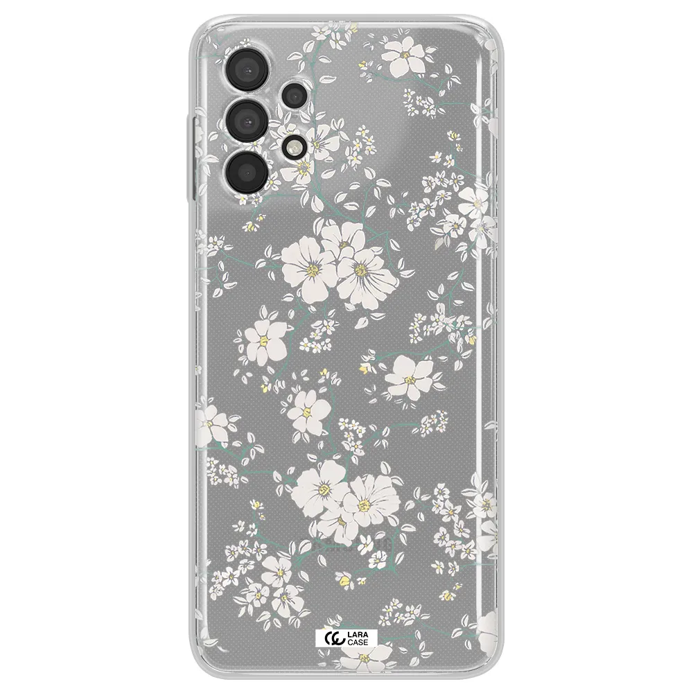 White Flower Samsung A32 4G Clear Tpu Case