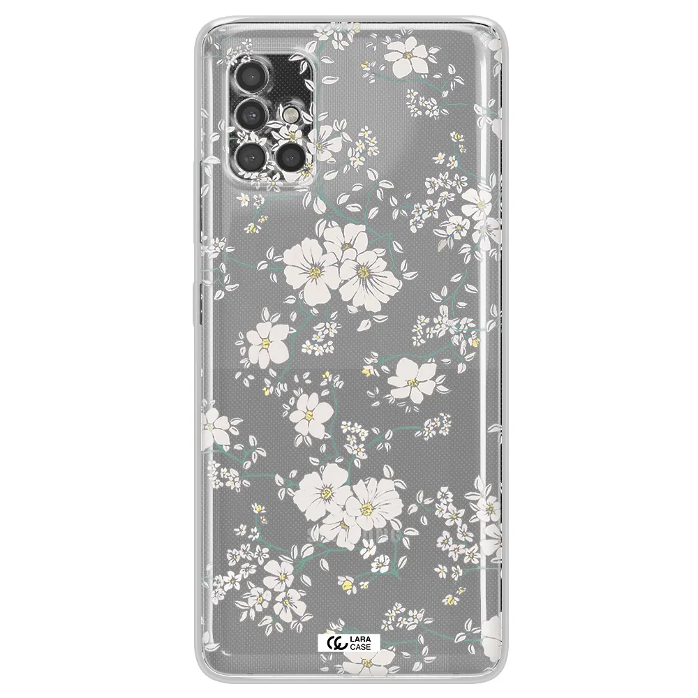 White Flower Samsung A40S Clear Tpu Case